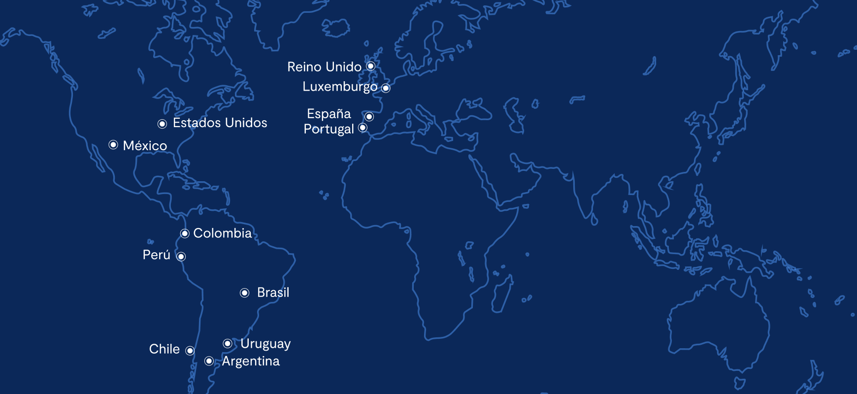Mapa mundial con oficinas de btg